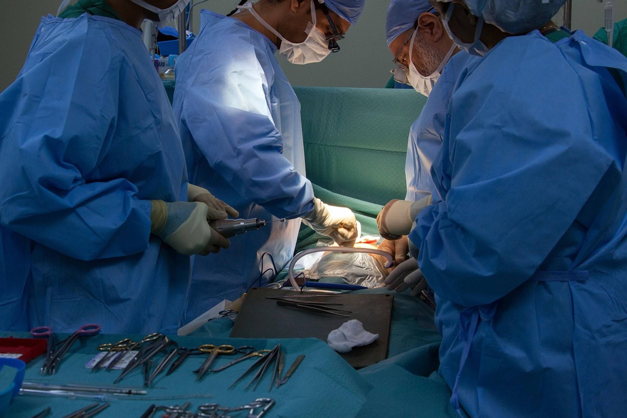 Surgeons in an operating theatre